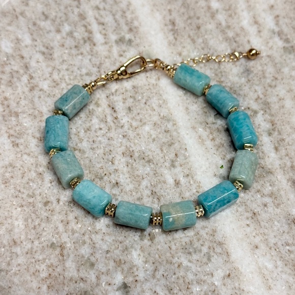 Gold-Filled Amazonite Tube Bead Bracelet - Picture 3 of 5